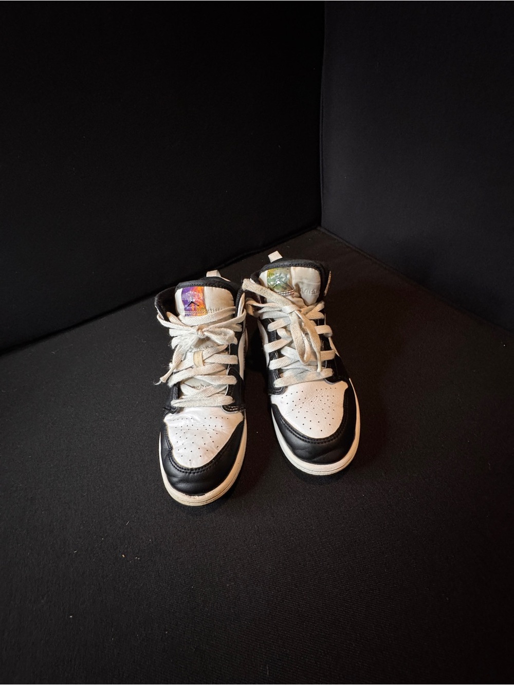 Jordan Kids Black and White High-Top Sneakers